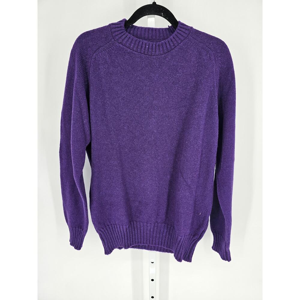 The Fox Collection Womens Sz L Vintage Crew Neck Sweater Solid Purple